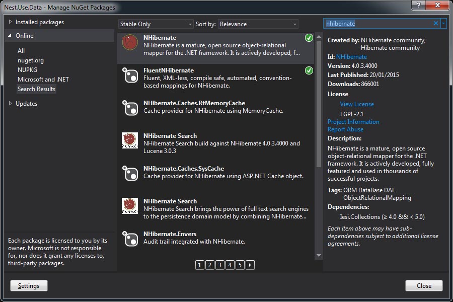 nhibernate-fluentnhibernate-nuget