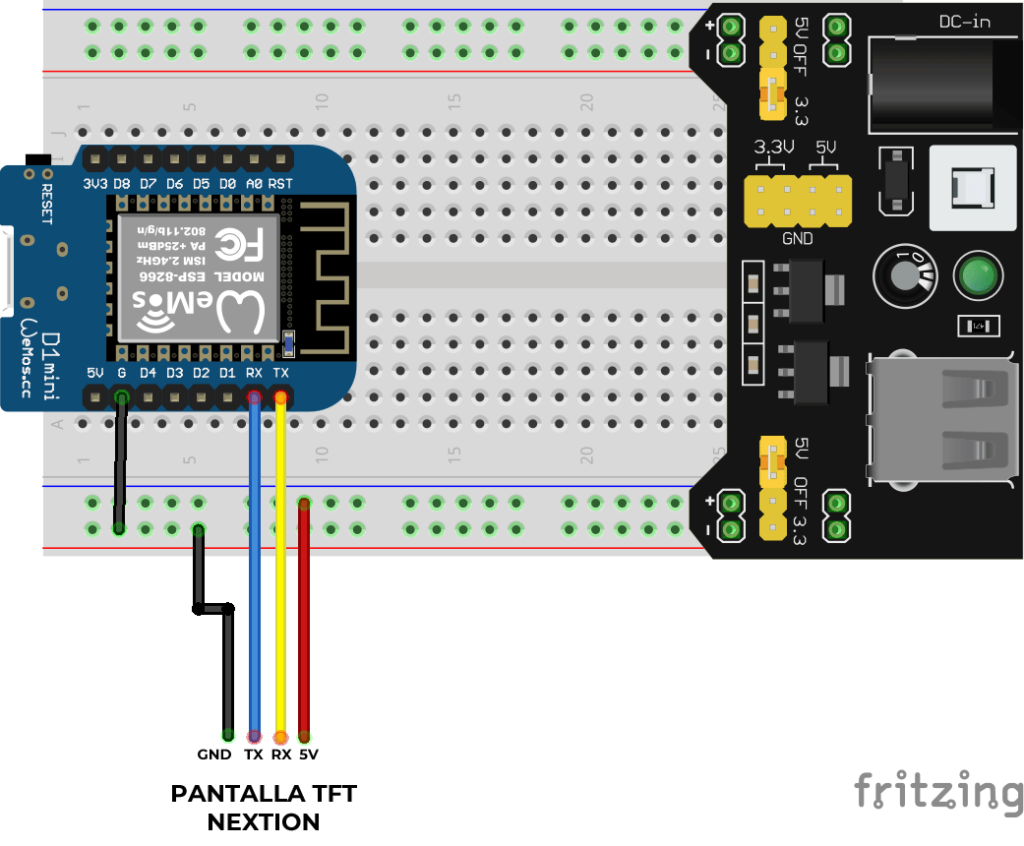 conexión nextion esp8266