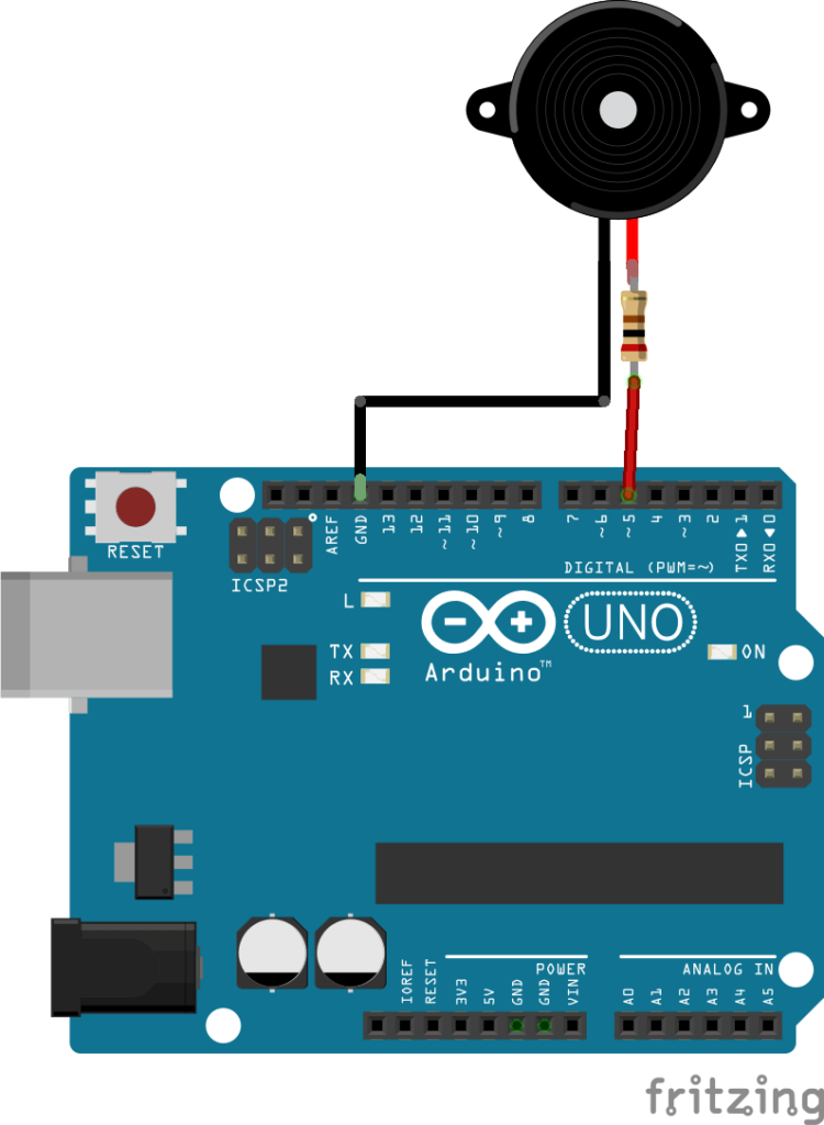 buzzer con arduino resistencia