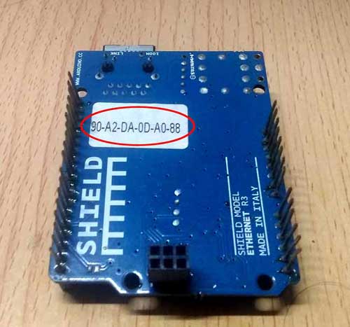 16 dirección física o MAC ethernet shield v1